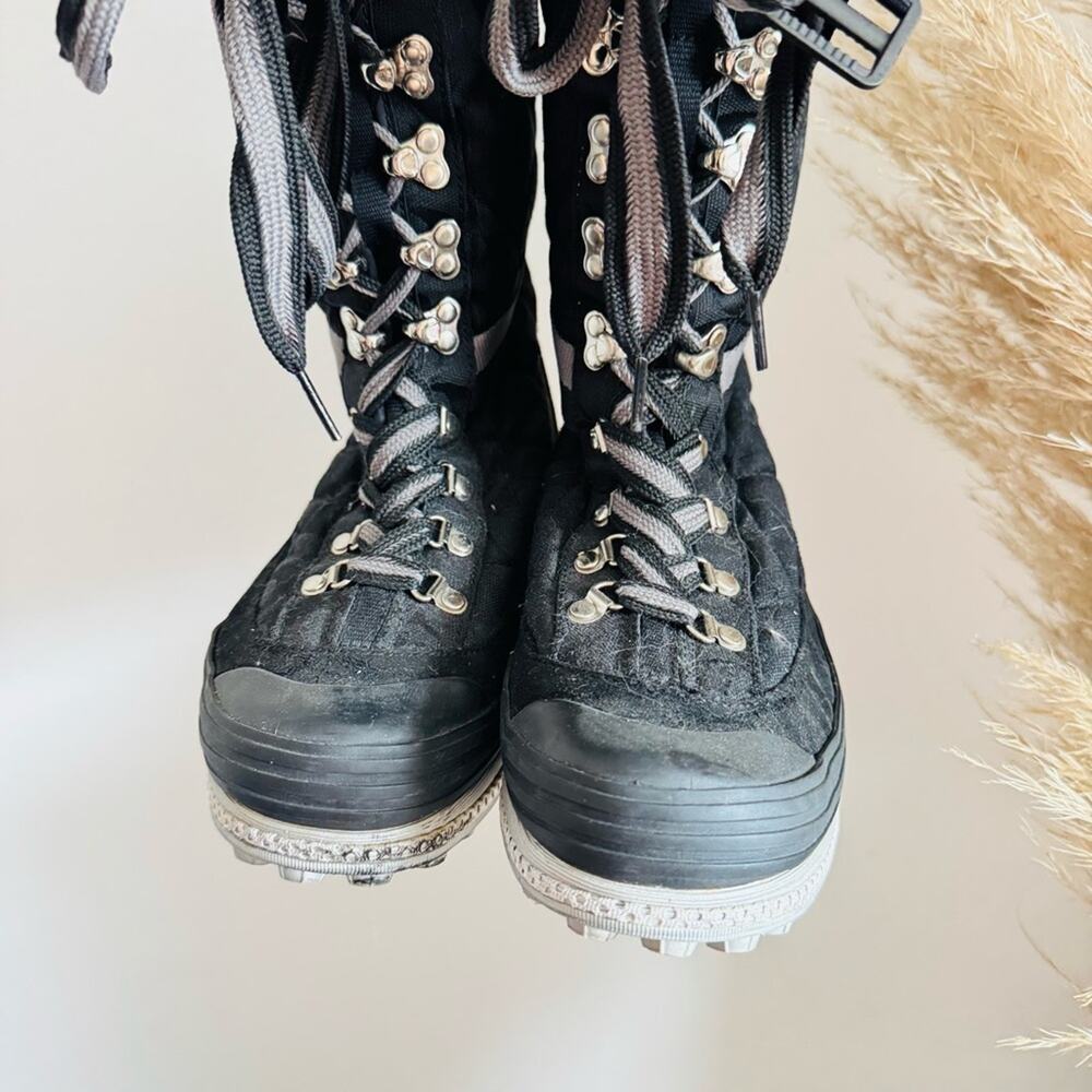COACH Marian Logo Black Grey Quilted Lace Up Tie $325 Snow Boots Hiking Shoes 8 - Picture 3 of 9